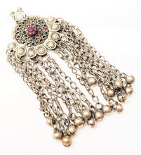 Load image into Gallery viewer, Antique Silver Afghan Kuchi Pendant with Bells tribal jewelryHand Crafted Silver,Pendants Necklace,Ethnic Jewelry,Tribal Jewelry
