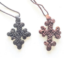 Load image into Gallery viewer, Ethiopian Hand,Crafted Leather,Coptic Cross,Amulet Necklace close up
