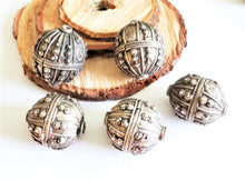 Load image into Gallery viewer, Old silver star burst granulation hallmarked Globe beads from Yemen circa 1930s,Bedouin tribal ,Hand Crafted Silver,Ethnic Jewelry

