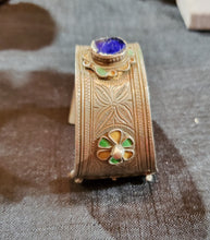 Load image into Gallery viewer, Antique SILVER Enamel Moroccan Berber Ida ou Nadif BRACELET,ethnic tribal,tribal bracelets,Moroccan jewelry,ethnic jewelry,Tuareg bracelets
