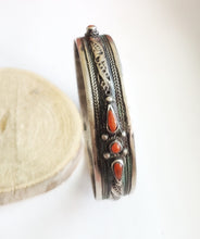 Load image into Gallery viewer, Moroccan red coral Bangle silver Bracelet 925 silver, ethnic tribal jewelry,tribal Moroccan bracelets, ethnic jewelry
