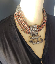 Load image into Gallery viewer, Antique Yemenite Silver Filigree Multi-strand Beads Necklace ethnic Jewelry circa 1910s
