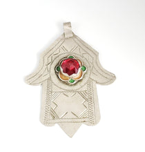 Load image into Gallery viewer, Moroccan Old Silver &amp; Enamel Hand of Fatima Hamsa Pendant Amulet,Berber Jewelry,African Jewelry,Moroccan Jewelry,Hand of Fatima Charm,

