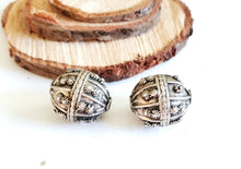 Load image into Gallery viewer, Old silver star burst granulation hallmarked Globe beads from Yemen circa 1930s,Bedouin tribal ,Hand Crafted Silver,Ethnic Jewelry
