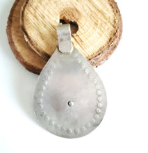 Load image into Gallery viewer, Antique Moroccan Silver Enamel and Glass cabochon Berber Pendant, Berber Amulet,Berber Jewelry,African Jewelry,Charm Pendant,
