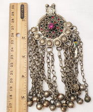 Load image into Gallery viewer, Antique Silver Afghan Kuchi Pendant with Bells tribal jewelryHand Crafted Silver,Pendants Necklace,Ethnic Jewelry,Tribal Jewelry
