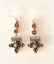 Load image into Gallery viewer, Antique Moroccan Old Berber cross Silver coral Earrings ,Ethnic Tribal,sliver Earrings,Dangle &amp; Drop Earrings,Tribal Jewelry,
