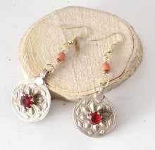 Load image into Gallery viewer, Antique Moroccan Old Silver pendants coral Earrings ,Ethnic Tribal,sliver Earrings,Dangle &amp; Drop Earrings,Tribal Jewelry,

