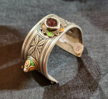 Load image into Gallery viewer, Antique SILVER Enamel Moroccan Berber Ida ou Nadif BRACELET,ethnic tribal,tribal bracelets,Moroccan jewelry,ethnic jewelry,Tuareg bracelets
