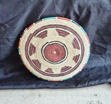 Load image into Gallery viewer, Ethiopian handwoven basket Round wall basket,African Art, Décor Baskets,Wicker Basket ,Flat Basket, Straw Basket ,Wall Boho Decor
