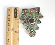Load image into Gallery viewer, Antique Berber Silver enamel Pendant silver 925,moroccan Amulet ,Berber Jewelry, enamel Jewelry,Charm Pendant,
