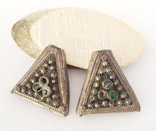 Load image into Gallery viewer, Beautiful vintage Pair of Silver Cones from Yemen circa 1910s,vintage Cones tribal jewelry,Jewish Silver, Yemen filigree, Badyhe Pendant,
