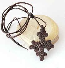 Load image into Gallery viewer, Hand Craft Ethiopian Leather Amulet Leather Cross Necklace,
