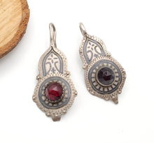Load image into Gallery viewer, Antique Moroccan Old Berber Earrings Silver with Glass Talhakimt,Ethnic Tribal,sliver Earrings,Dangle &amp; Drop, Earrings,Tribal Jewelry,
