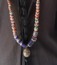 Load image into Gallery viewer, Antique Seven Layer Chevron Venetian Millefiori Kiffa Agate Strand Beads 1800's African Trade,venetian bead,Old Glass Beads
