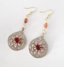 Load image into Gallery viewer, Antique Moroccan Old Silver pendants coral Earrings ,Ethnic Tribal,sliver Earrings,Dangle &amp; Drop Earrings,Tribal Jewelry,
