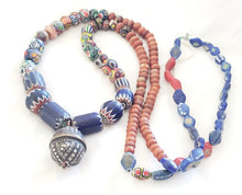 Load image into Gallery viewer, Antique Seven Layer Chevron Venetian Millefiori Kiffa Agate Strand Beads 1800's African Trade,venetian bead,Old Glass Beads
