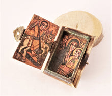 Load image into Gallery viewer, antique Ethiopian Two side icon bon box Coptic Orthodox Church, Hand Painted ,Religious Orthodox Christianity,Heavenly Protector,Home Décor
