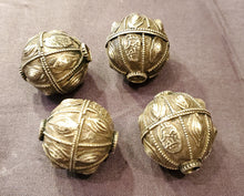 Load image into Gallery viewer, 1 Old silver granulation hallmarked Globe beads from Yemen circa 1930s,Bedouin tribal Silver,Ethnic Jewelry
