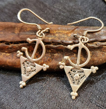 Load image into Gallery viewer, Moroccan Berber Filigree Fibula Earrings sterling silver 925 ,Ethnic Jewelry,sliver Earrings,Dangle &amp; Drop Earrings,Tribal Jewelry,
