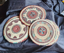 Load image into Gallery viewer, Ethiopian handwoven basket Round wall basket,African Art, Décor Baskets,Wicker Basket ,Flat Basket, Straw Basket ,Wall Boho Decor
