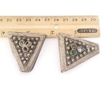Load image into Gallery viewer, Beautiful vintage Pair of Silver Cones from Yemen circa 1910s,vintage Cones tribal jewelry,Jewish Silver, Yemen filigree, Badyhe Pendant,
