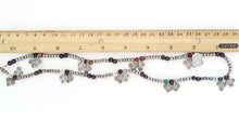 Load image into Gallery viewer, Old Saharawi small beads Cast Coin Silver with Clover Dangles Strand,Hand Crafted Silver,Ethnic Jewelry,Tribal Jewelry,
