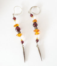 Load image into Gallery viewer, Old amber Beads Earrings Ethnic,Tribal Jewelry Earrings,Dangle &amp; Drop Earrings,sliver Tribal,African Earrings,Beads amber old
