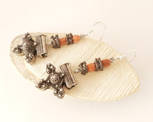 Load image into Gallery viewer, Antique Moroccan Old Berber cross Silver coral Earrings ,Ethnic Tribal,sliver Earrings,Dangle &amp; Drop Earrings,Tribal Jewelry,
