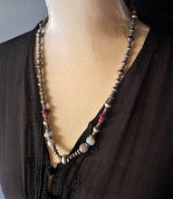 Load image into Gallery viewer, Antique Ethiopian Silver Heishi and Glass Beads necklace,Beads Hand Crafted Glass, Ethiopian Trade,Silver Beads ,Venetian Trade Necklace

