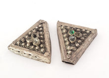 Load image into Gallery viewer, Beautiful vintage Pair of Silver Cones from Yemen circa 1910s,vintage Cones tribal jewelry,Jewish Silver, Yemen filigree, Badyhe Pendant,
