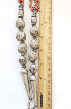 Load image into Gallery viewer, Antique Yemen Bawsani Filigree coral and silver Necklace circa 1910s,Hand Crafted Silver,Pendants Necklace,Ethnic Jewelry,Tribal Jewelry
