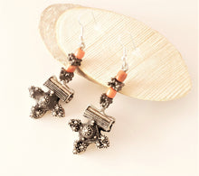 Load image into Gallery viewer, Antique Moroccan Old Berber cross Silver coral Earrings ,Ethnic Tribal,sliver Earrings,Dangle &amp; Drop Earrings,Tribal Jewelry,
