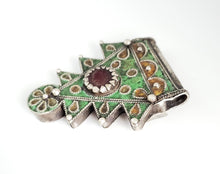 Load image into Gallery viewer, Antique Berber Silver enamel Pendant silver 925,moroccan Amulet ,Berber Jewelry, enamel Jewelry,Charm Pendant,
