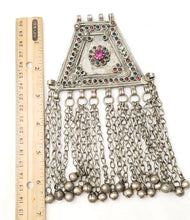 Load image into Gallery viewer, Antique Silver Afghan Kuchi Pendant with Bells tribal jewelryHand Crafted Silver,Pendants Necklace,Ethnic Jewelry,Tribal Jewelry
