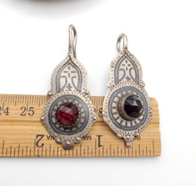Load image into Gallery viewer, Antique Moroccan Old Berber Earrings Silver with Glass Talhakimt,Ethnic Tribal,sliver Earrings,Dangle &amp; Drop, Earrings,Tribal Jewelry,
