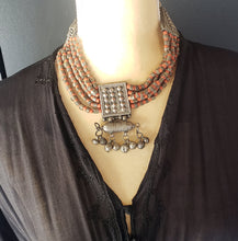 Load image into Gallery viewer, Antique Yemenite Silver Filigree Multi-strand Beads Necklace ethnic Jewelry circa 1910s
