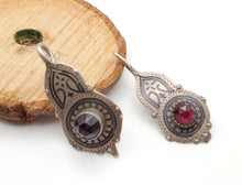 Load image into Gallery viewer, Antique Moroccan Old Berber Earrings Silver with Glass Talhakimt,Ethnic Tribal,sliver Earrings,Dangle &amp; Drop, Earrings,Tribal Jewelry,
