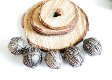 Load image into Gallery viewer, 1 Old silver star burst granulation hallmarked Globe bead from Yemen circa 1930s,Bedouin tribal ,Hand Crafted Silver,Ethnic Jewelry
