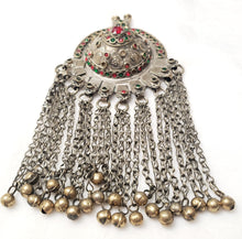 Load image into Gallery viewer, Antique Silver Afghan Kuchi Pendant with Bells tribal jewelry
