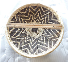 Load image into Gallery viewer, African Ethiopian handwoven Round bread or fruit basket,African Art, Décor Baskets,Wicker Basket, Straw Basket ,Wall Boho Decor
