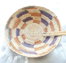 Load image into Gallery viewer, African Ethiopian handwoven Round bread or fruit basket,African Art, Décor Baskets,Wicker Basket, Straw Basket ,Wall Boho Decor
