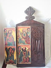 Load image into Gallery viewer, Ethiopian Coptic Christian Folding 19''Wooden Triptych Painted Altar Icon,African ,Art Décor,Home Décor, religious art
