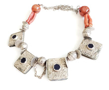 Load image into Gallery viewer, Antique Moroccan Berber natural red Coral Silver Pendants Necklace, Berber Necklaces,Ethnic Jewelry,Tribal Jewelry

