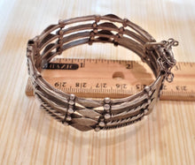 Load image into Gallery viewer, Antique Silver Moroccan Berber Bracelet Ethnic Tribal, ethnic tribal, tribal bracelets,Moroccan jewelry, ethnic jewelry, Tuareg bracelets
