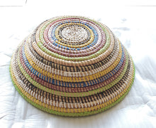 Load image into Gallery viewer, African Ethiopian handwoven Round bread or fruit basket,African Art, Décor Baskets,Wicker Basket, Straw Basket ,Wall Boho Decor
