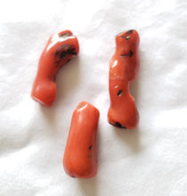 Load image into Gallery viewer, Antique Berber 3 Natural Branch Red Coral Beads Morocco 16gr Mediterranean
