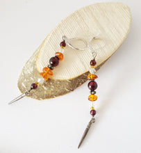 Load image into Gallery viewer, Old amber Beads Earrings Ethnic,Tribal Jewelry Earrings,Dangle &amp; Drop Earrings,sliver Tribal,African Earrings,Beads amber old
