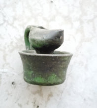 Load image into Gallery viewer, Ancient Moroccan Beautiful GlazedI slamic pottery oil lamp, AFRICA OIL LAMP,Ancient Artifacts,Ceramic Oil Lamp, Moroccan home decor
