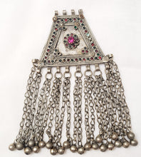 Load image into Gallery viewer, Antique Silver Afghan Kuchi Pendant with Bells tribal jewelryHand Crafted Silver,Pendants Necklace,Ethnic Jewelry,Tribal Jewelry
